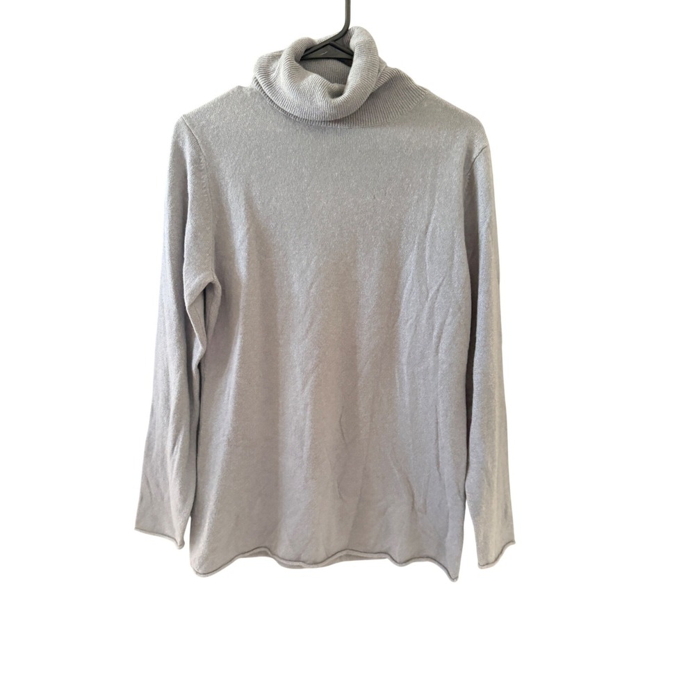 Claudia Nichole Cashmere Turtleneck Sweater Womens‎ Large Grey Long Sleeve Knit